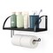 Black Paper Towel Holder with Shelf Farmhouse Paper Towel Holder Wall Mount Toilet Paper Holder Dispenser Wall Hanging Spice Rack for Kitchen Bathroom Cabinets Storage Organizer